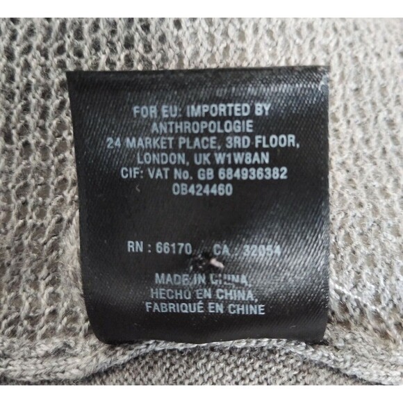 Anthropologie Knitted & Knotted Gray Open Front Knit Wool Blend Cardigan Sz S - Picture 8 of 8